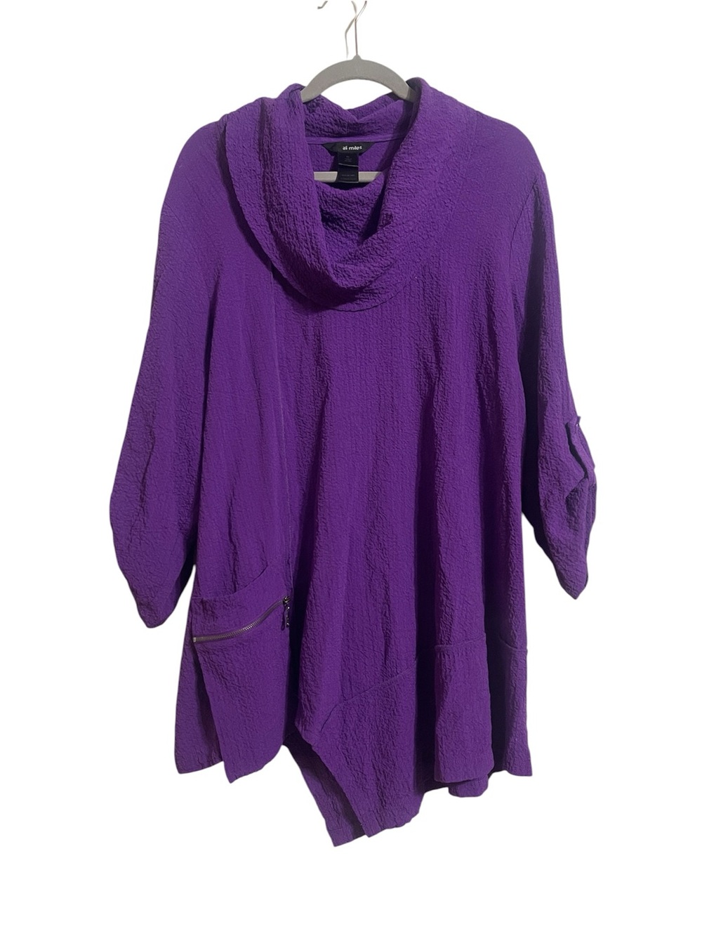 Ali Miles Purple Cowl Neck Tunic Sweater